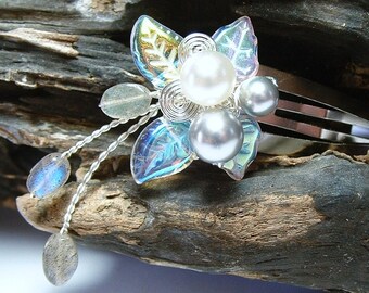 Labradorite Rainflower Hair Clip