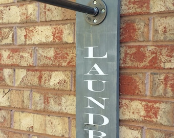 Laundry Room Sign - Clothing Rack - Laundry Room Organization - Laundry Pipe Rack - Rustic Clothing Dry Rack