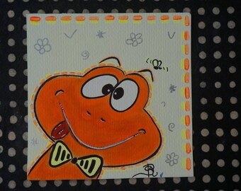 Card frog handmade colorful painting