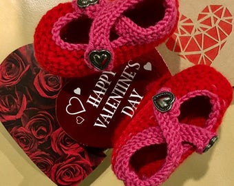 SweetHeart Hand Knitted baby booties