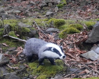 OOAK needle felted badger