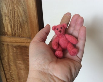 Tiny needle felted teddy bear, cake topper, baby shower gift, birthday