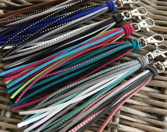 Bag Charm, Tassel Keychain, Tassel Bag Charm, Purse Tassel, Faux Leather Tassel Keychain, Purse Charm -Choose Your Color & Clip or Keyring