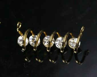 1 pc 25 mm 1" gold plated brass rhinestone connector brass findings connector 378