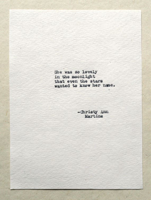 Love Sayings - Antique Decor - Remington Typewriter Love Poem - She was so lovely in the moonlight - Romantic Writing