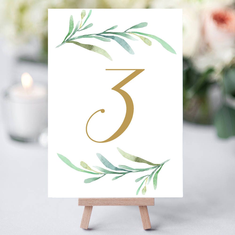 Greenery Wedding Table Numbers