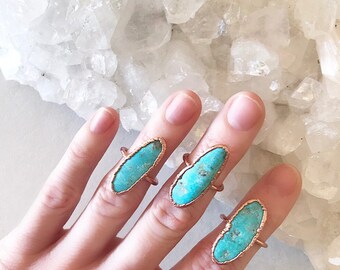 Turquosie Copper Ring, Boho Turquoise Ring, Big Turquoise Ring, Natural Raw Turquoise Ring, Turquoise Statement Ring, Boho Stone Ring