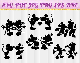 Mickey mouse kiss svg,Mickey Mouse, Minnie Mouse, Disney, svg,jpg,pdf,png,dxf,eps,Mickey mouse kiss, love, Disneyland, Silhouette, Cricut