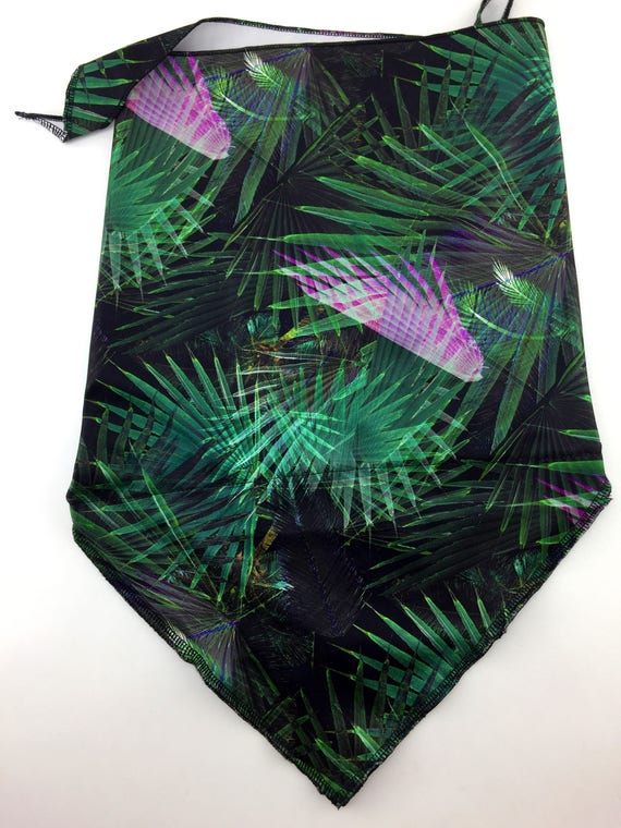 Enchanted Forest: Trippy psychedelic deep forest geometry fractal print Bandana w/ Hidden Stash Pocket