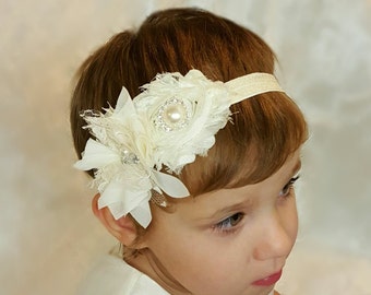 Ivory headband. Cream headband. Christening headband. Lace headband baby. Lace headband. Kids headband. Wedding headband. Christmas headband