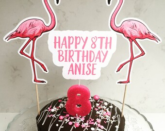 Personalised Flamingo Cake Topper with Name