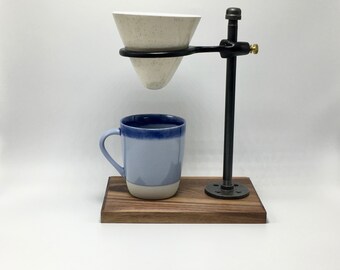 Adjustable Single Pour-Over Coffee Station - Walnut / Ceramic Cone Edition: coffee stand, coffee dripper, coffee maker, hario, v60