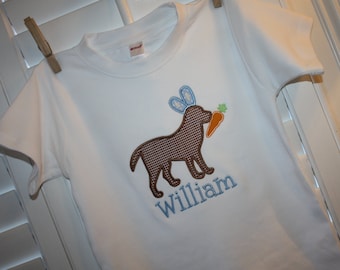 Personalized Shirt with Dog Wearing Bunny Ears Applique