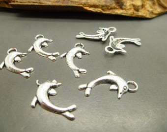50 Antique Silver Dolphin Charms - Beach Theme Charms Wholesale Lot -MC1217