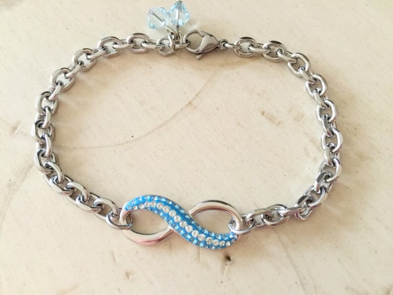 Swarovski Pave Aquamarine & Light Azore Infinity Bracelet