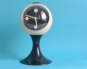 Blessing Clock Super Retro Ball Alarm West Germany Collectable Black White Space Age Era design