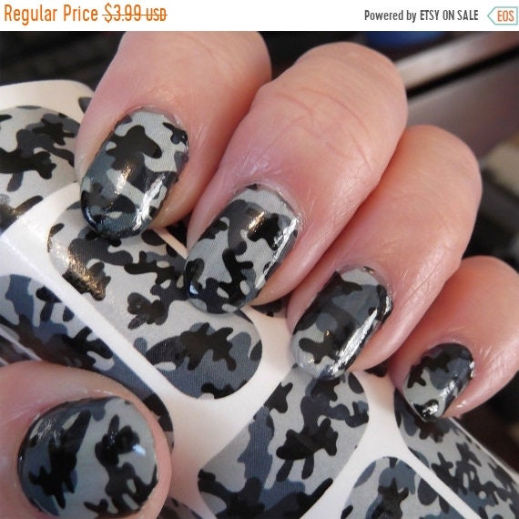 ON SALE 18 GREY Camo Nail Art Decals (Cm1) Camouflage Nails ON SALE 18 GREY Camo Nail Art Decals (Cm1) Camouflage Nails Transparent Colors Waterslide Stickers from NorthofSalem on Etsy Studio - ON SALE 18 GREY Camo Nail Art Decals (Cm1) Camouflage Nails