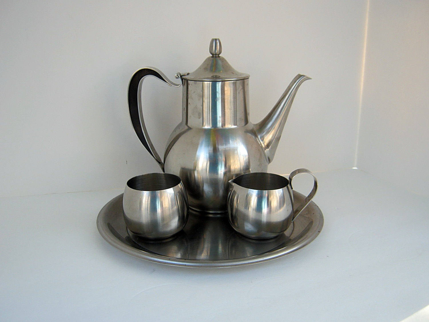 Vintage STAINLESS STEEL COFFEE Set 4pc Tea Hot Cocoa Wm A