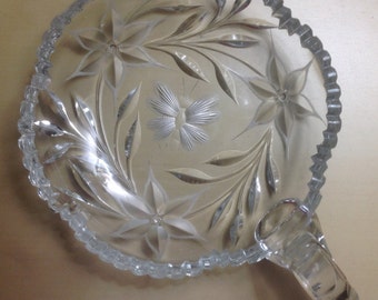 Antique Crystal Glass Candy Dish or Condiment Dish