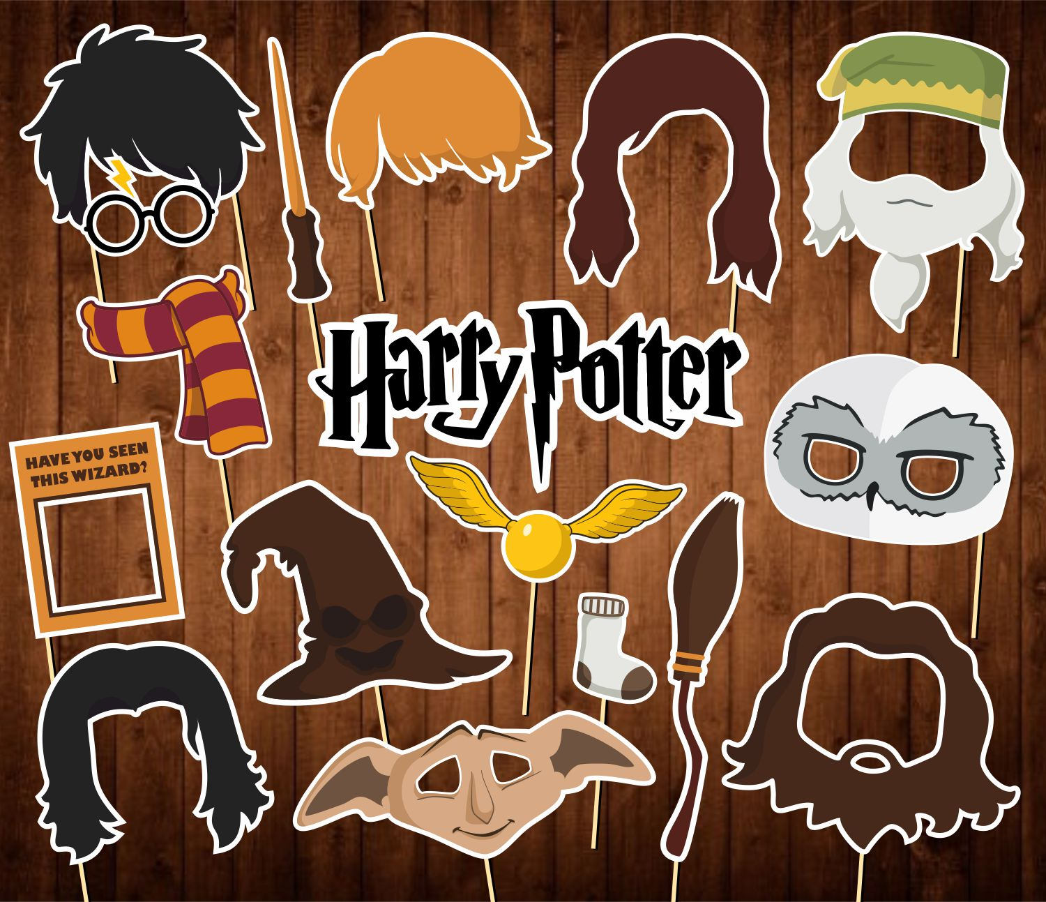 Printable Harry Potter Photo Booth Props INSTANT DOWNLOAD