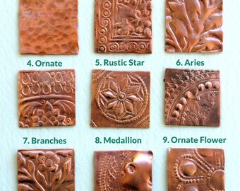 Qty 2 Solid Copper Blanks with Asst Texture Option - for Patina or enameling - Free Shipping USA