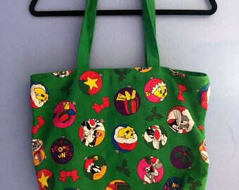 90s Christmas Looney Tunes Tote Bag