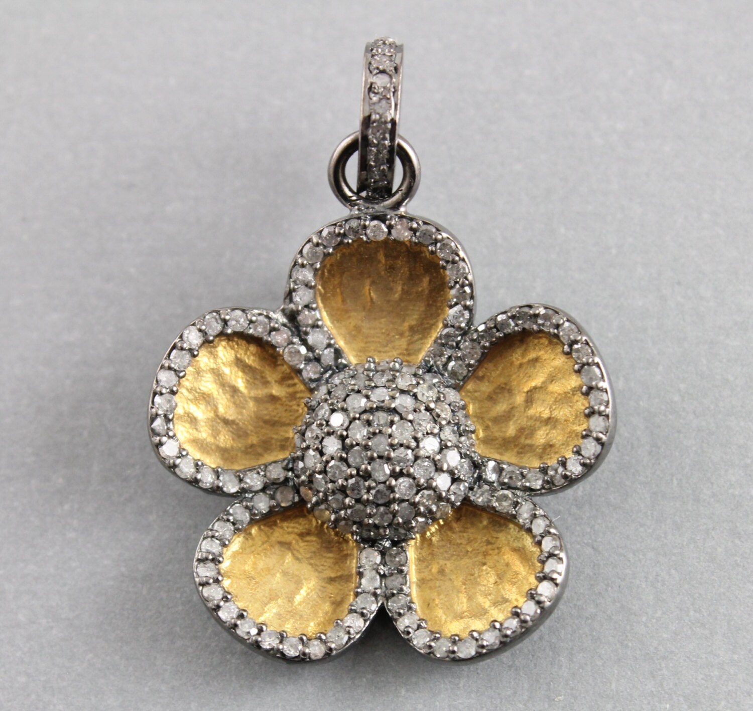 Pave Diamond Pendant Pavé Flower Diamond Flower Charm