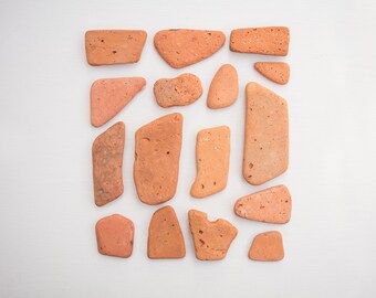 16x OCEAN BRICK PIECES terracotta brick red, orange brick slabs, art & craft, Reclaimed salvage supplies, raw materials, mosaic tiles, sea