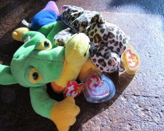 Freckles, Smoochy, and Inch Beanie Babies