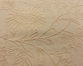 4 yds, Fabric By-The-Yard, Upholstery Heavy Weight Faux Crewel Golden Wheat Dijon