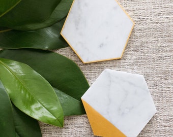 3 Inch// Customized Calligraphy Hexagon Marble Coasters. Wedding Place Cards. Escort card. Personalized Hexagon Coasters.Wedding Favors.