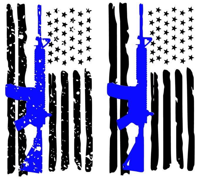 Download Law Enforcement with AR15 American Flag Cutting File Studio