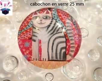 1 cabochon clear 25 mm naive cat theme