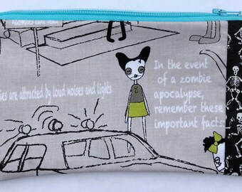 Zombie Apocalypse Patchwork Zipper Pouch: Undead, Walkers.