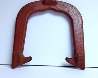 Vintage Cast Iron Horseshoe Red Hand Forged Horseshoe Rustic Decor Mancave Vintage Gaming Official Drop Forged by Ontario A General Welland