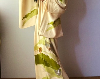Embroidered Silk Kimono - Furisode - Kimono Robe - Japanese Kimono - Vintage Kimono - Kimono Dress - Silk Robe - Wedding Robe - 9 Butterfly