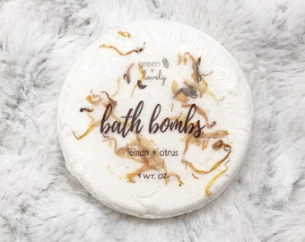 Calendula Lemon Citrus Bath Bomb /// SLS Free. Colorant Free. Lavender Bud Botanicals. Kid safe. Spa Gift.