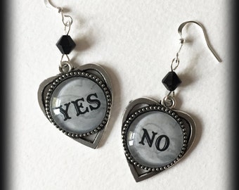 Ouija Earrings, Yes No Earrings, Ouija Planchette, Mismatched Earrings, Occult Jewelry, Ouija Board Jewelry, Occult Earrings, Wiccan Jewelry