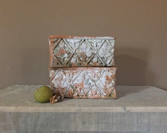 Set of Two Concrete Planters / Small Planter / Rustic Planter / Indoor Planter /Decorative Planter / French Country Planter / Window Planter