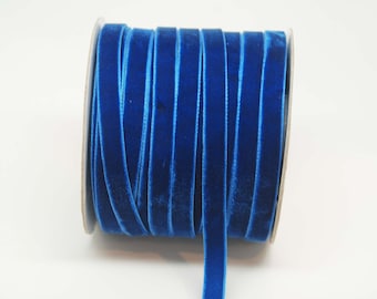 Velvet Woven Ribbon Trim -- 3/8 inches -- Royal Blue