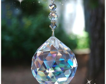 Large Prism Crystal Suncatcher, Hanging Crystal Rainbow Maker, Home Decor, Window Decoration