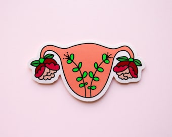 Feminist Uterus Sticker Blooming Uterus- Illustrated Women's Rights Reproductive Rights Weatherproof Decal Bumper Sticker