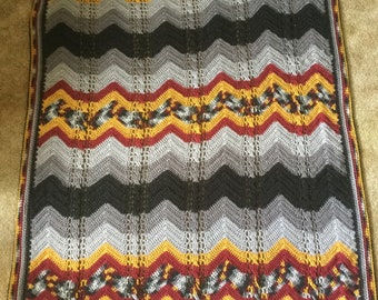 bold colored ripple and cable afghan
