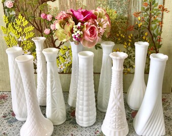 Milk Glass Vases Wedding Centerpiece Vases for Wedding Vases Vintage Milk Glass Bud Vase White Vases Bulk Vases Bridal Shower Centerpiece