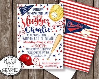 Baseball Invitation / Little Slugger Party / Baseball birthday Invitation / Shower invitation / Rookie of the Year Invitation / Baseball