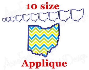 Ohio State Applique Embroidery Design. State Applique Embroidery Design. Ohio mini. Machine Embroidery. USA State. Ohio Applique Design.
