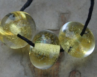 StoneyMarie Set of 3 Handmade Boro Borosilicate Lampwork Glass Beads Lemon