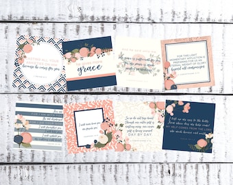 ESV Scripture Cards, Encouragement, comfort, Hope, Bible Verses, Trials, Navy Floral