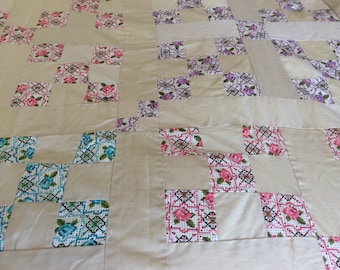 Cute vintage 1960's champagne quilt top