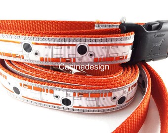 Star Wars Dog Collar and Leash, BB8, 6ft leash,1 inch wide, adjustable, quick release, metal buckle, chain, martingale, hybrid, nylon